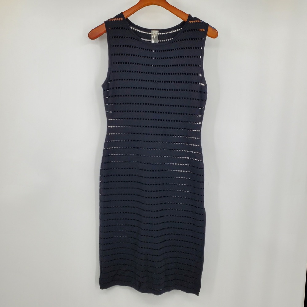PQ Swim Midnight Black Pointelle Knit Sleeveless Midi Dress Coverup Beach Resort